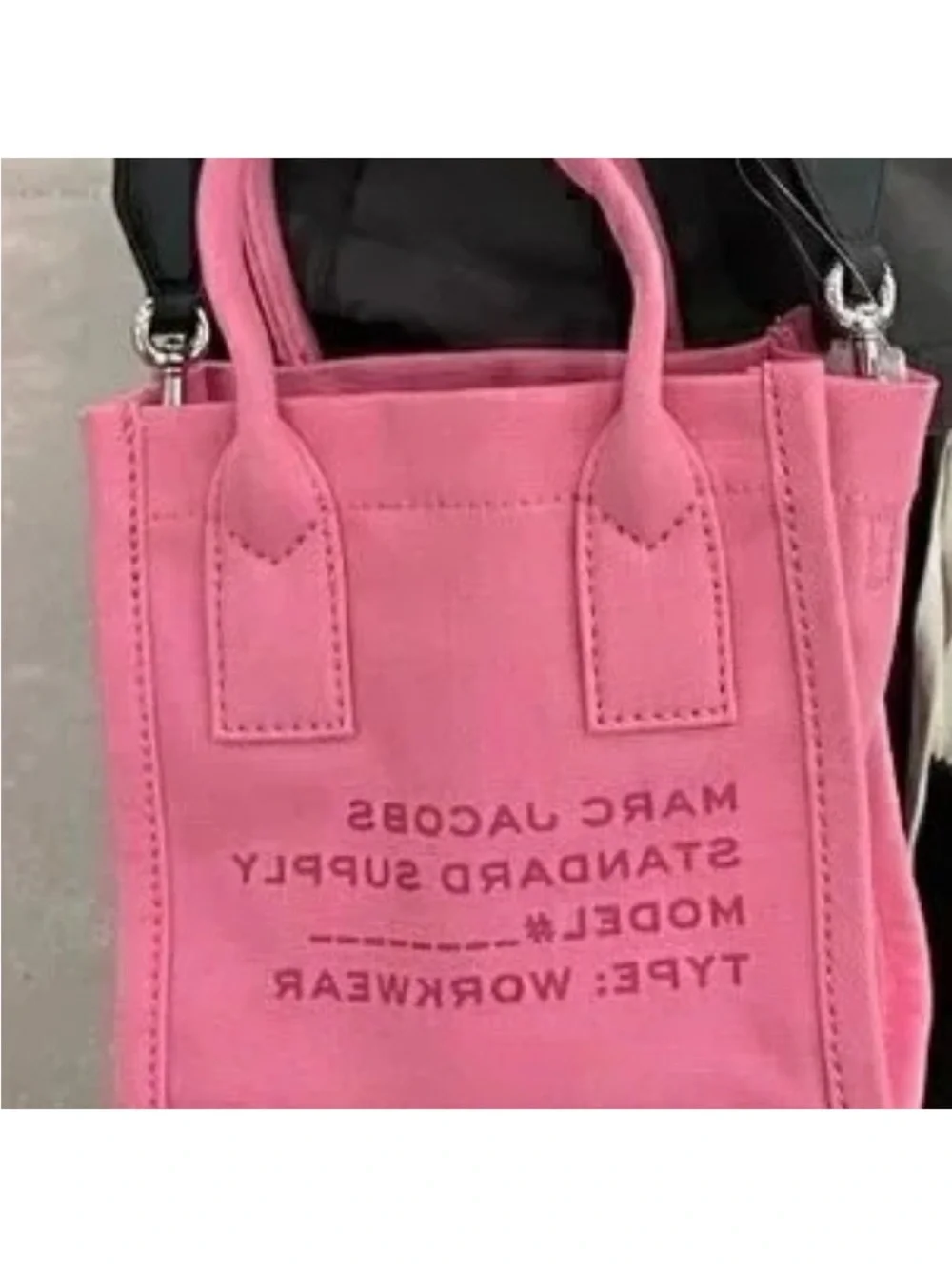 Marc Jacobs Pink Canvas Mini Tote with Black Strap